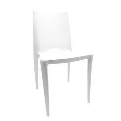 Λευκή πλαστική καρέκλα τραπεζαρίας SAGA στοιβαζόμενη